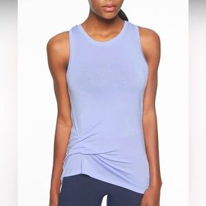 Athleta blue gathered jersey knit tank top